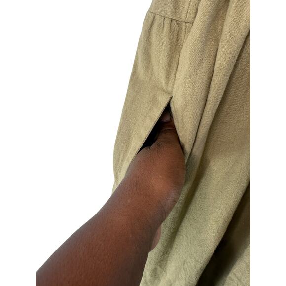 Nobody's Child Jumpsuit Beige Smocked Back Short Sleeve Casual Basic Size 10 - Picture 5 of 16